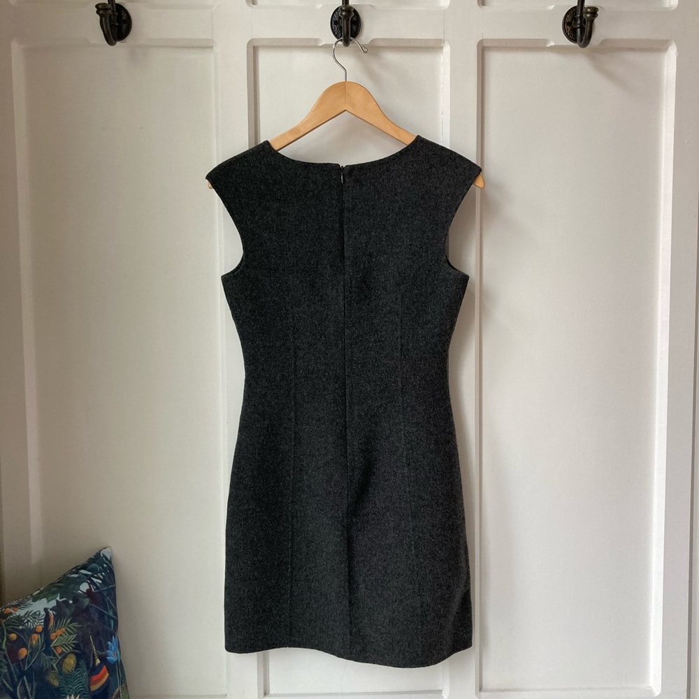 Theory | Classic Wool Blrnd Sleeveless Sheath Dress in Dark Gray - Picture 6 of 9